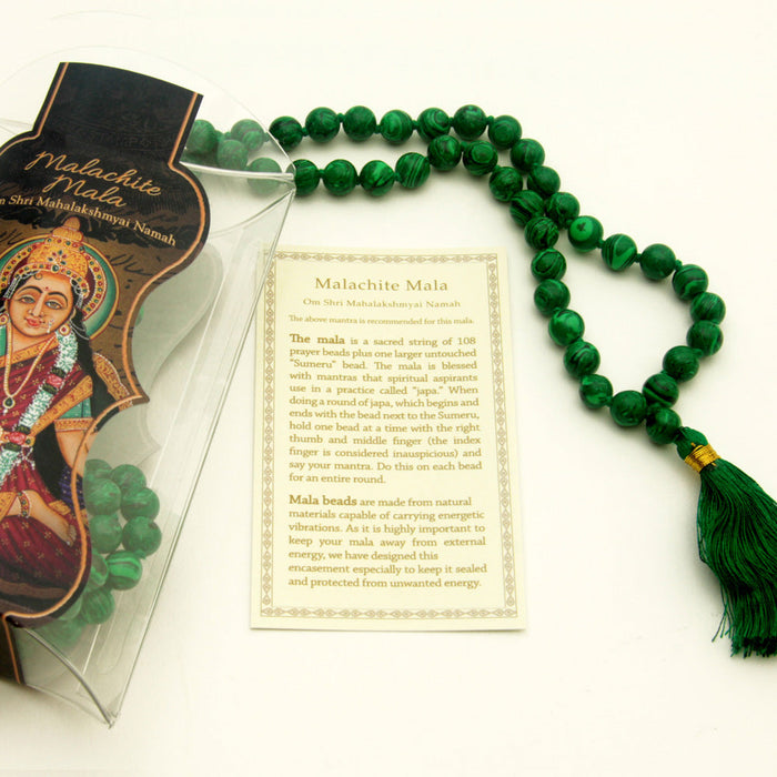 Prayer Mala Beads - Man-made Malachite - 108 Prayer Beads