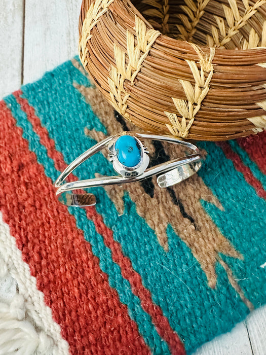 Navajo Kingman Turquoise & Sterling Silver Cuff Bracelet