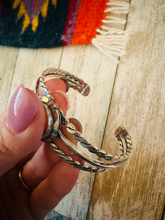 Navajo Sterling Silver & Orange Spiny Oyster Cuff Bracelet