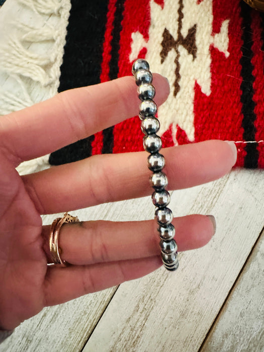 Navajo Sterling Silver 5mm Beaded Bracelet 7.5 inch