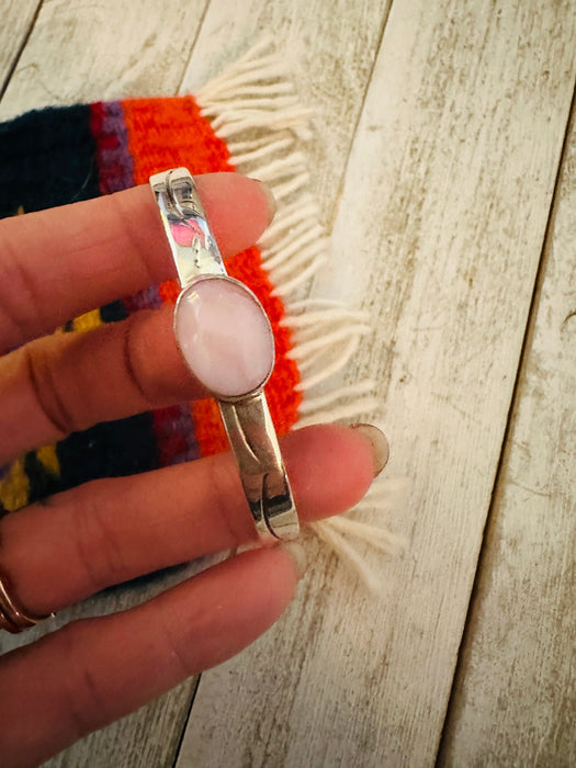 Navajo Queen Pink Conch & Sterling Silver Cuff Bracelet