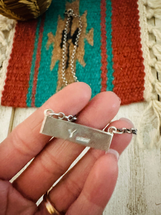 Navajo Multi Stone & Sterling Silver Inlay Bar Necklace