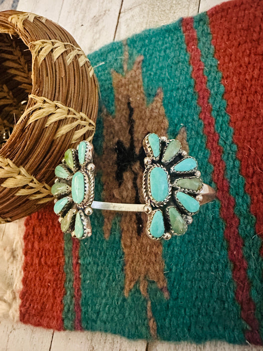 Navajo Turquoise & Sterling Silver Cluster Floating Cuff Bracelet