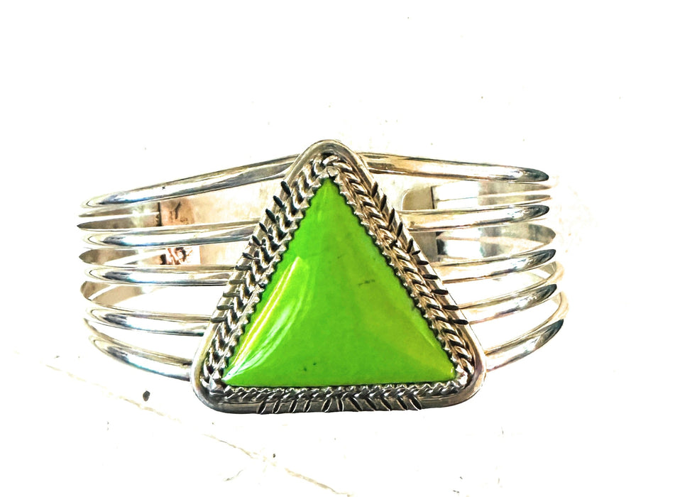 Navajo Gaspeite & Sterling Silver Cuff Bracelet