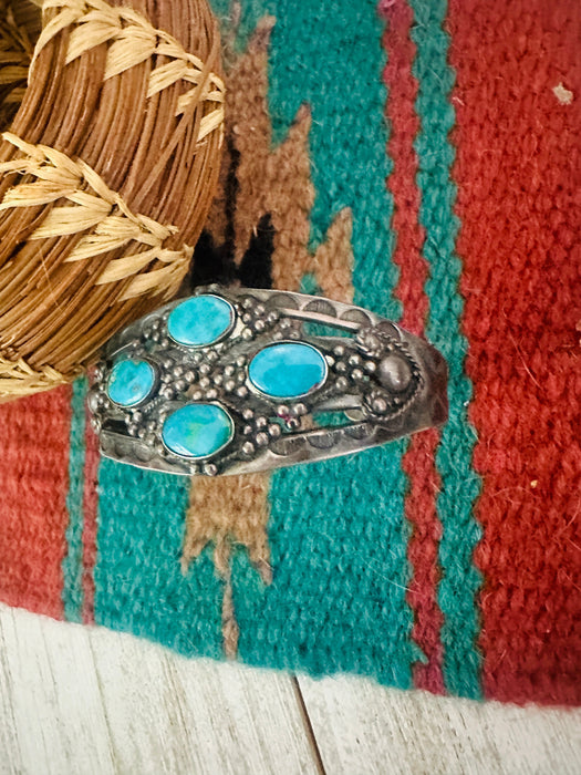 Old Pawn Navajo Sterling Silver & Turquoise Cuff Bracelet