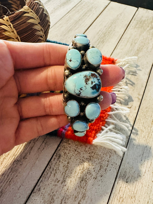 Navajo Golden Hills Turquoise & Sterling Silver Cuff Bracelet by Kathleen Chavez