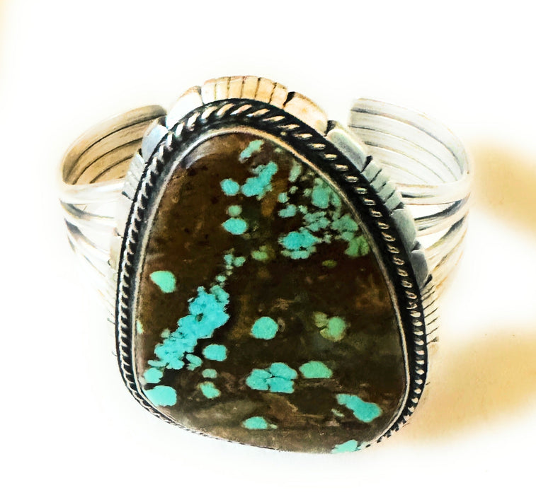 Navajo Sterling Silver & Number 8 Turquoise Cuff Bracelet