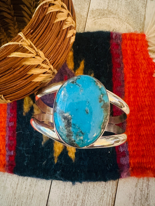 Navajo Sterling Silver & Kingman Turquoise Cuff Bracelet