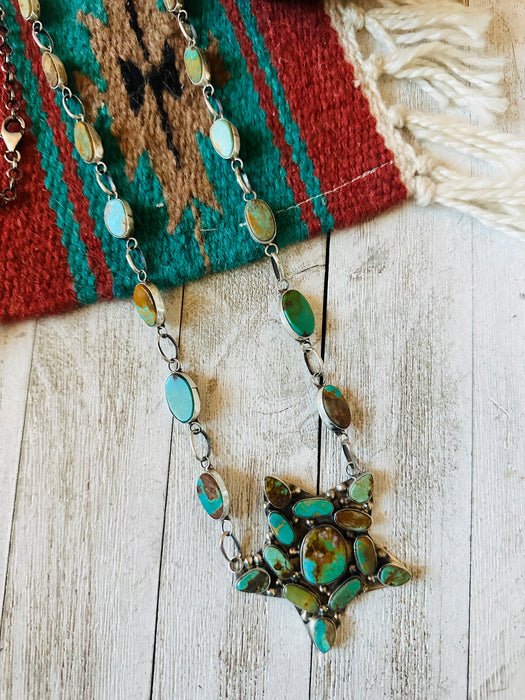 Navajo Sterling Silver & Royston Turquoise Star Necklace by Jacqueline Silver