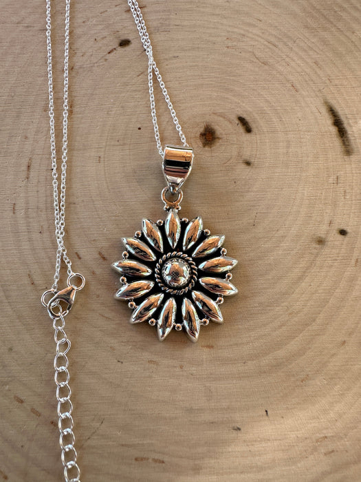 Handmade Sterling Silver Flower Necklace