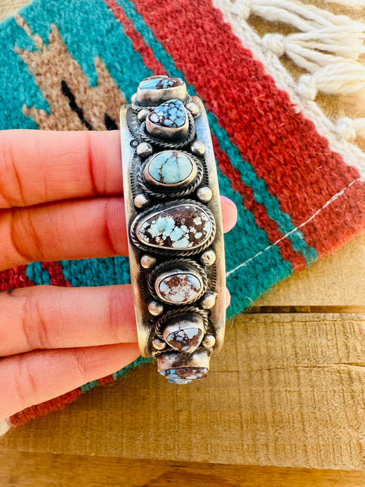 Navajo Golden Hills Turquoise & Sterling Silver Cuff Bracelet