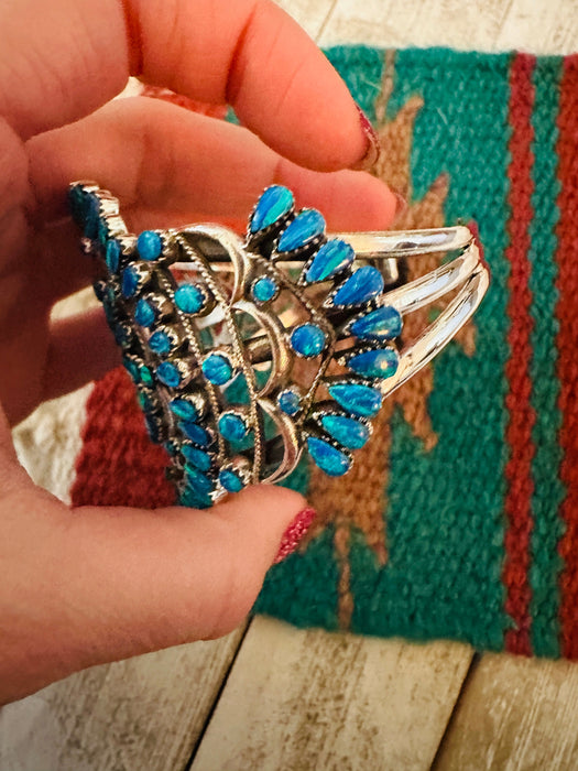 Nizhoni Handmade Sterling Silver & Blue Opal Cuff Bracelet