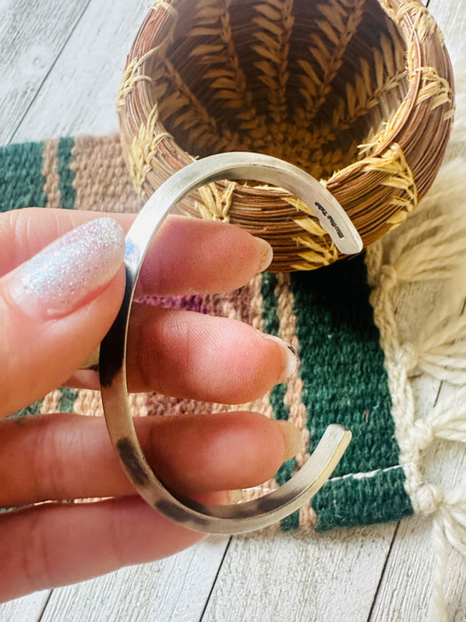 Navajo Queen Pink Conch Shell & Sterling Silver Cuff Bracelet