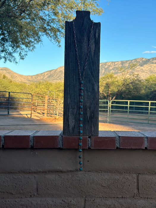 Handmade Royston Turquoise & Sterling Silver Bolo Necklace