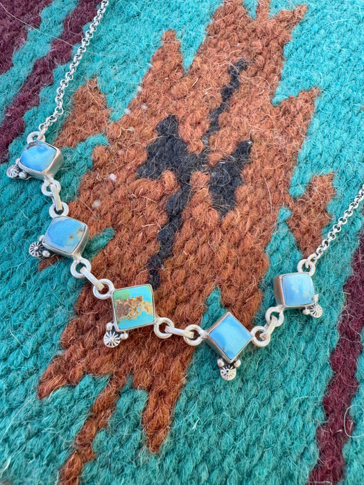 Handmade Sterling Silver, Golden Hills Turquoise & Sonoran Mountain Turquoise Necklace