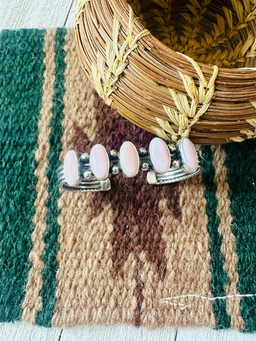 Navajo Queen Pink Conch Shell & Sterling Silver Cuff Bracelet