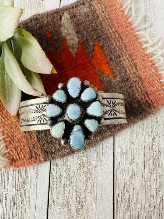 Navajo Golden Hills Turquoise & Sterling Silver Cuff Bracelet