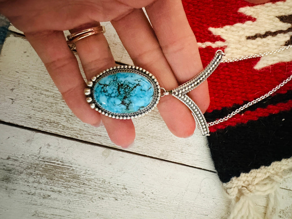 Navajo Sterling Silver & Birds Eye Kingman Turquoise Necklace