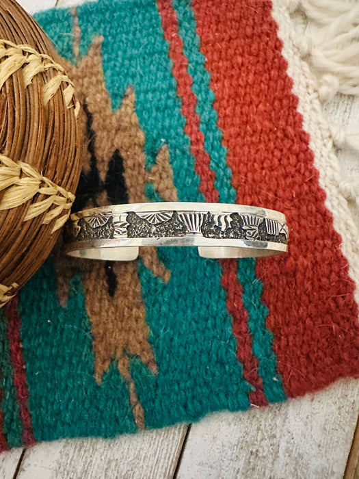 Navajo Sterling Silver Story Teller Cuff Bracelet