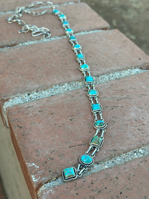 Handmade Royston Turquoise & Sterling Silver Bolo Necklace