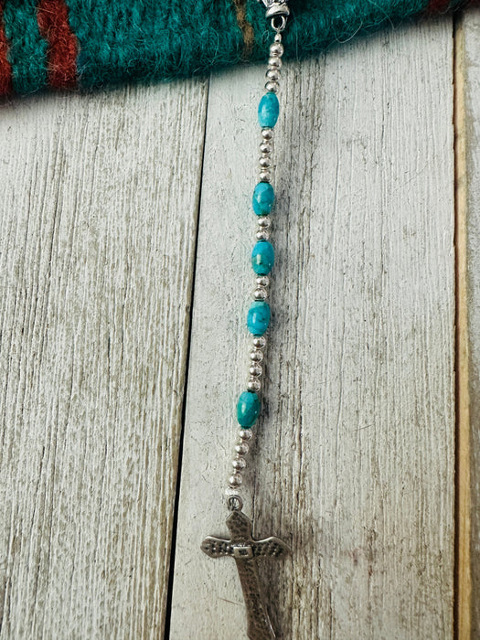 Navajo Turquoise & Sterling Silver Beaded Rosary Necklace