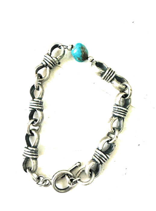 Navajo Turquoise & Sterling Silver Chain Bracelet