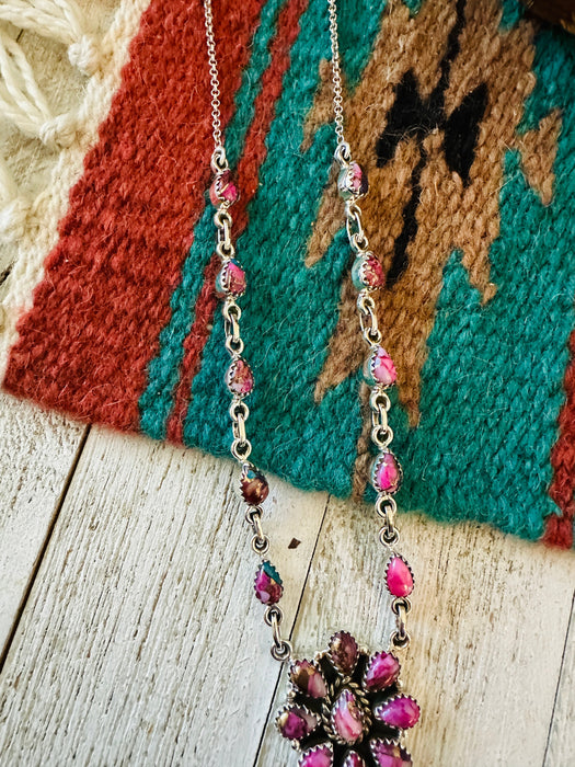 Handmade Sterling Silver & Pink Mojave Necklace