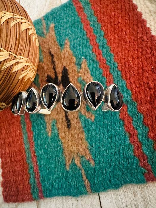 Navajo Sterling Silver & Black Onyx Cuff Bracelet