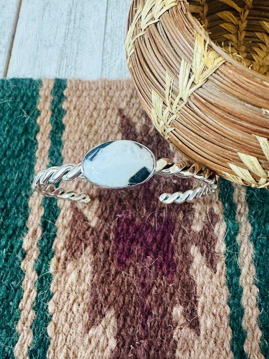 Navajo White Buffalo & Sterling Silver Cuff Bracelet