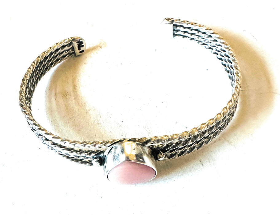 Navajo Queen Pink Conch Shell & Sterling Silver Cuff Bracelet