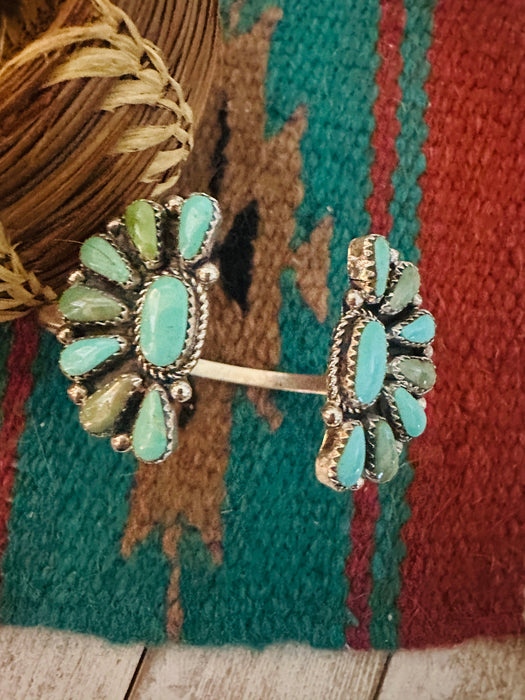 Navajo Turquoise & Sterling Silver Cluster Floating Cuff Bracelet