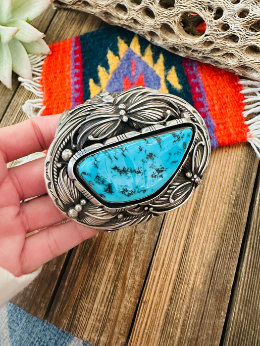 Navajo Old Pawn Kingman Turquoise & Sterling Silver Cuff Bracelet