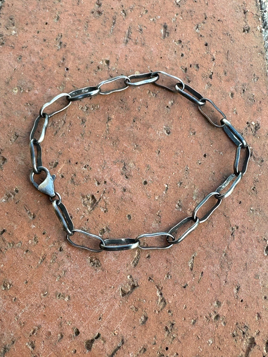 Navajo Made Sterling Silver Paper Clip Chain Bracelet