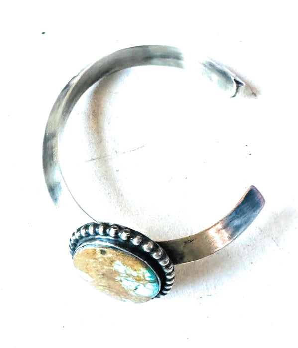 Navajo Sterling Silver & Number 8 Turquoise Cuff Bracelet