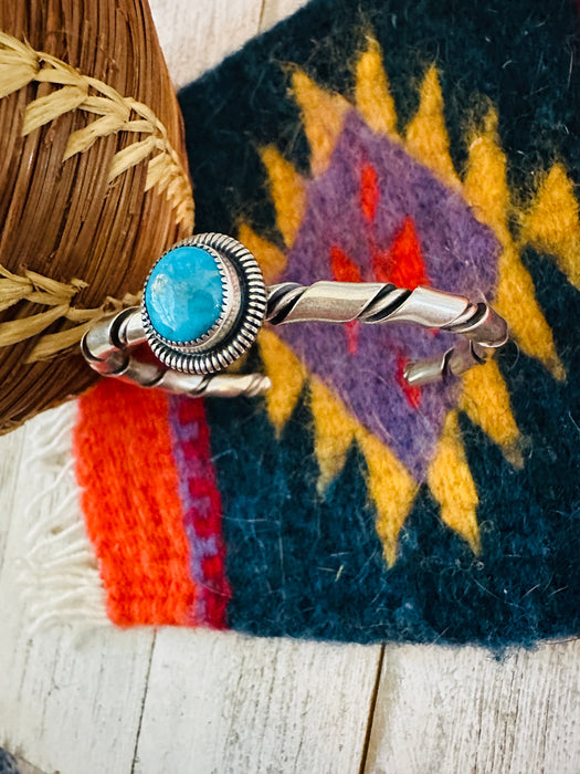 Navajo Sterling Silver & Kingman Turquoise Cuff Bracelet