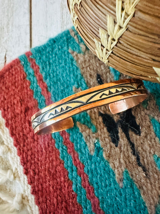 Navajo Copper and Sterling Silver Cuff  Bracelet Signed