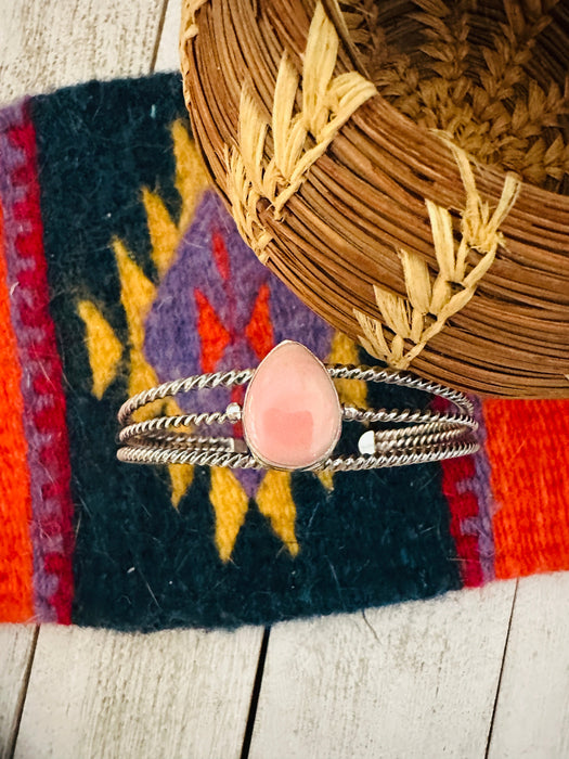 Navajo Queen Pink Conch Shell & Sterling Silver Cuff Bracelet