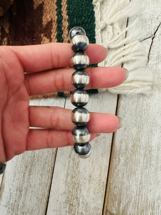 Navajo 12mm Sterling Silver Pearl Beaded Bracelet