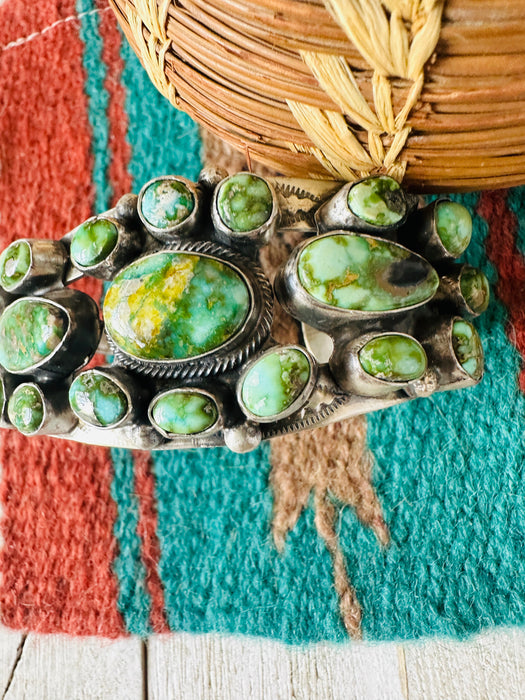 Navajo Sonoran Gold Turquoise & Sterling Silver Cuff Bracelet