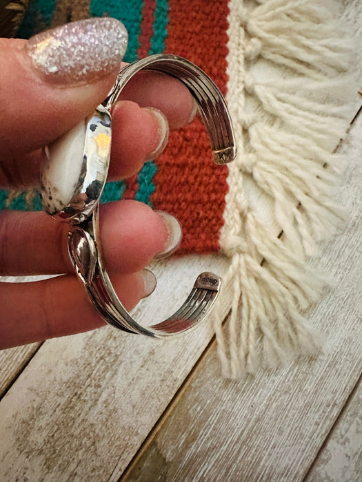 Navajo White Buffalo & Sterling Silver Cuff Bracelet