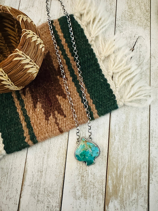 Navajo Sterling Silver & Turquoise Spade Necklace