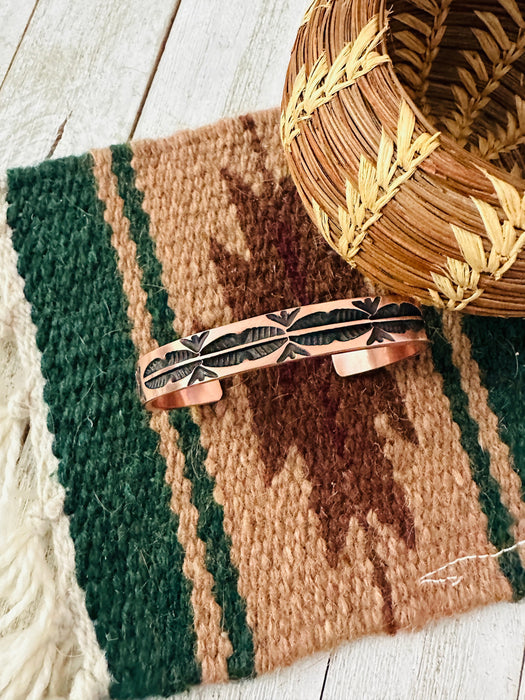 Navajo Hand Stamped Copper Cuff Bracelet