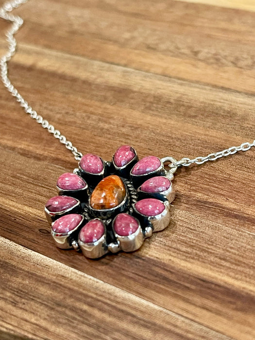 Handmade Sterling Silver & Multi Stone Necklace Signed Nizhoni