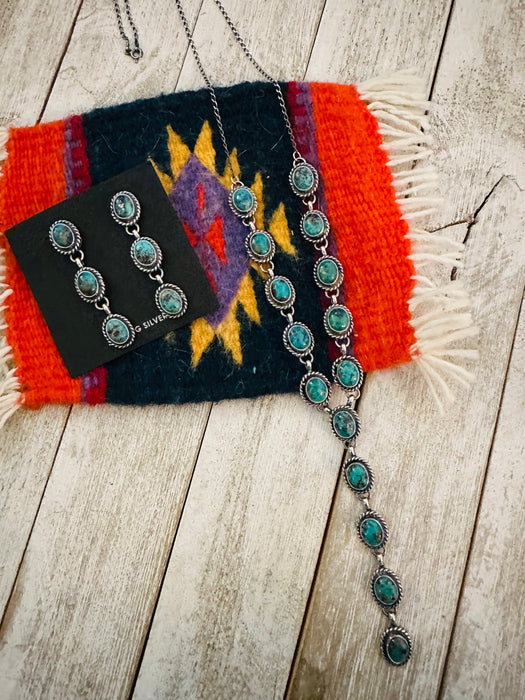 Navajo Sterling Silver & Turquoise Lariat Necklace Set