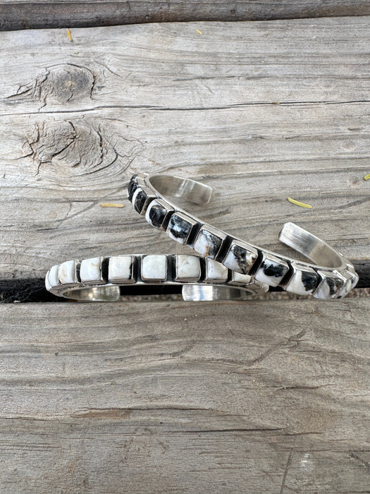 Handmade White Buffalo & Sterling Silver Cuff Bracelett