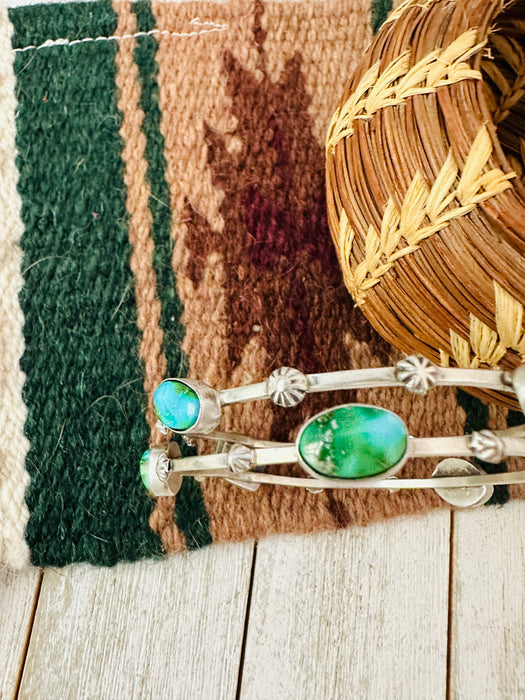 Navajo Sonoran Mountain Turquoise & Sterling Silver Bangle Bracelet