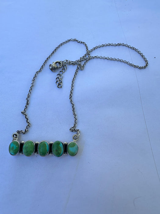 Handmade Sterling Silver & Sonoran Mountain Turquoise Bar Necklace