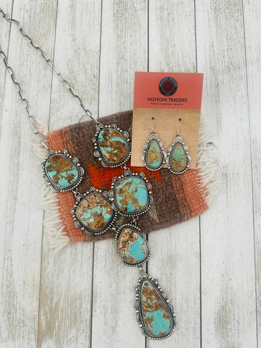 Navajo Number 8 Turquoise & Sterling Silver Necklace Set