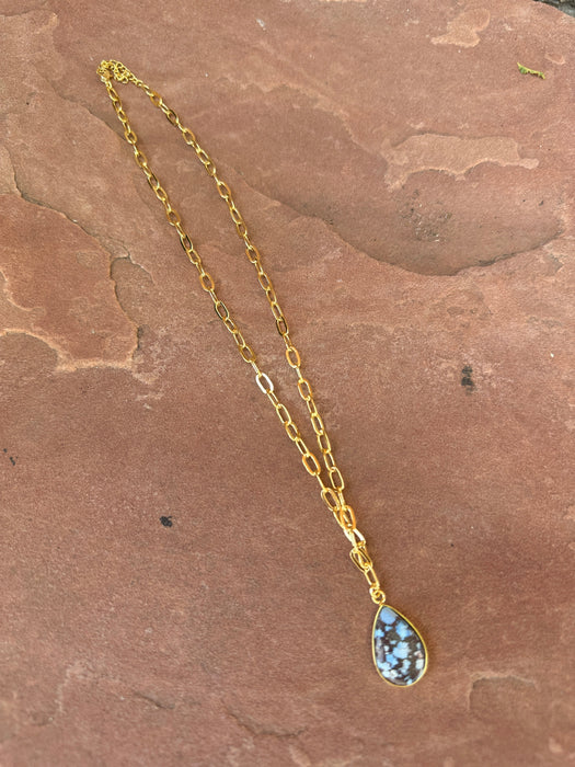 “The Golden Collection” THE GOLDIES Handmade Natural Golden Hills Turquoise 14k Gold Plated Necklace