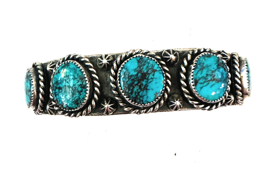 Navajo Kingman Web Turquoise & Sterling Silver Cuff Bracelet by Kevin Billah